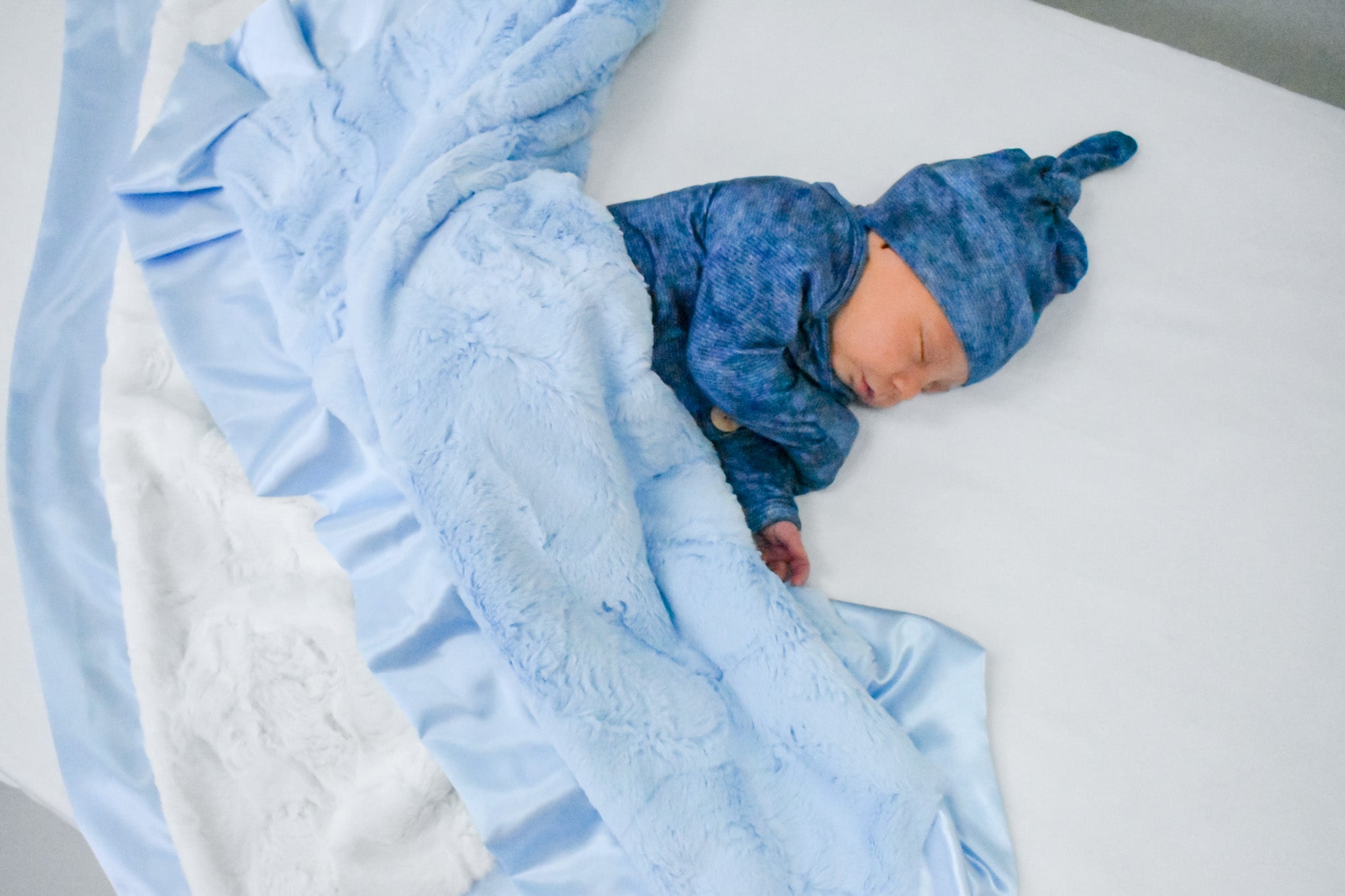 Classic Baby Blue Faux Fur Cuddle Blanket